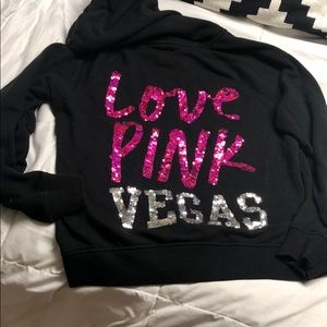 VS pink Las Vegas sequin zip up hoodie